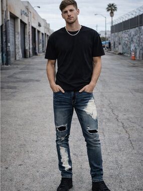 KDNK Distressed Skinny Jeans Bleach Wash Men’s Size 32